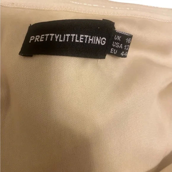 PrettyLittleThing Champagne Off-Shoulder Dress - Picture 5 of 6